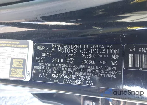 2017 Kia Forte Lx from USA, damaged, VIN KNAFK5A84H5670586